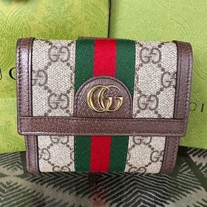 Gucci Ophidia French Flap GG compact canvas Wallet
